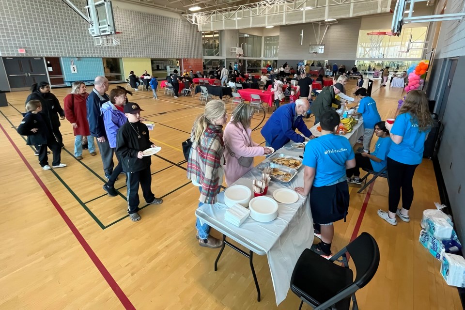 As soon as the doors opened at 10 a.m. Saturday, the lineup began for the pancake breakfast at the Innisfil Recreational Complex celebrating the 16th birthday of the local YMCA.