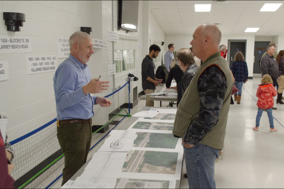 Members of the Killarney Beach Road urbanization project team were on hand to answer questions during a public open house in Lefroy on Nov. 14. 