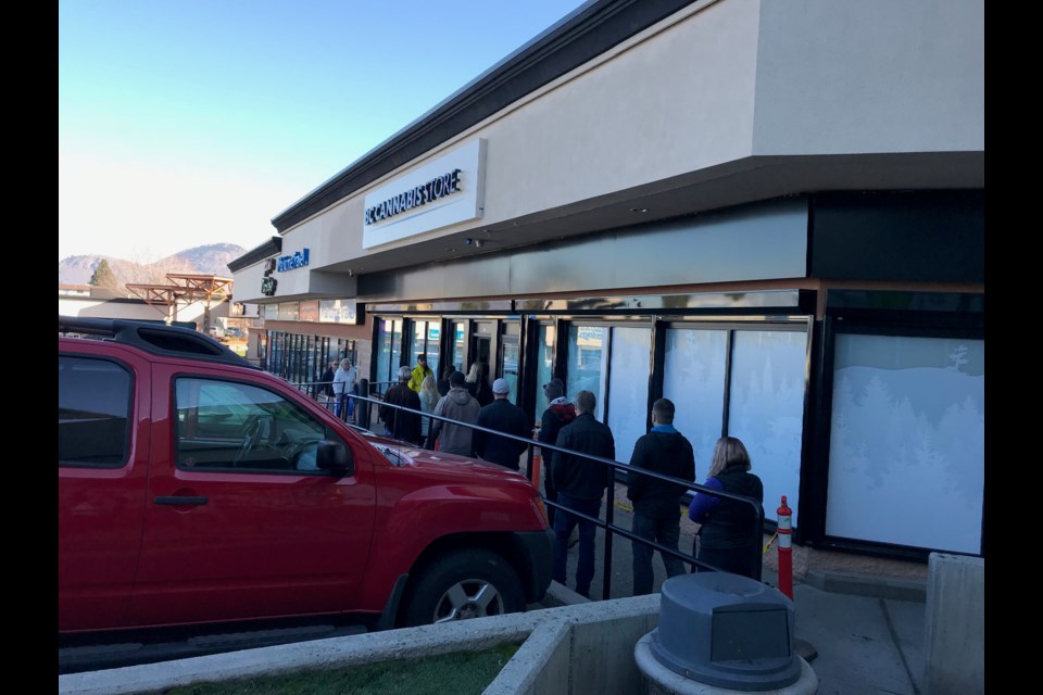 The lineup outside the government-run cannabis store in Kamloops; photo taken on Oct. 24. (via Tereza Verenca)