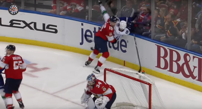 michael-matheson-slams-elias-pettersson-to-the-ice-in-a-game-between-the-panthers-and-canucks