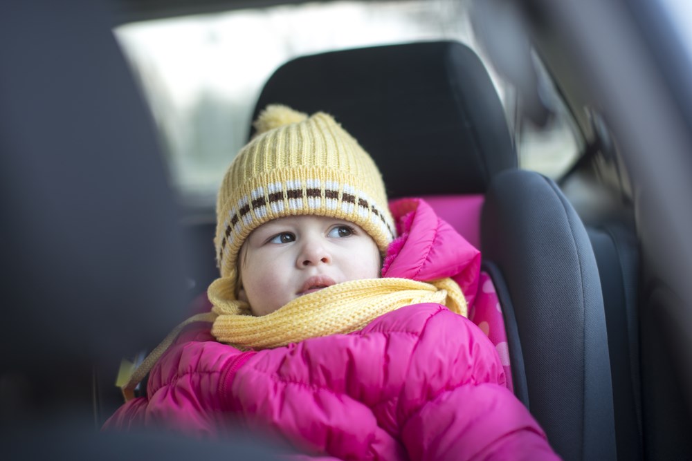 Children wearing puffy coats in car seats can lead to serious injury