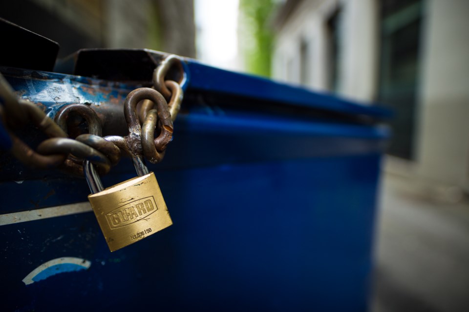 locked recycling bin