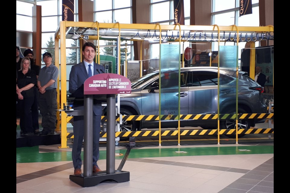 Trudeau in Cambridge today for major announcement at Toyota plant