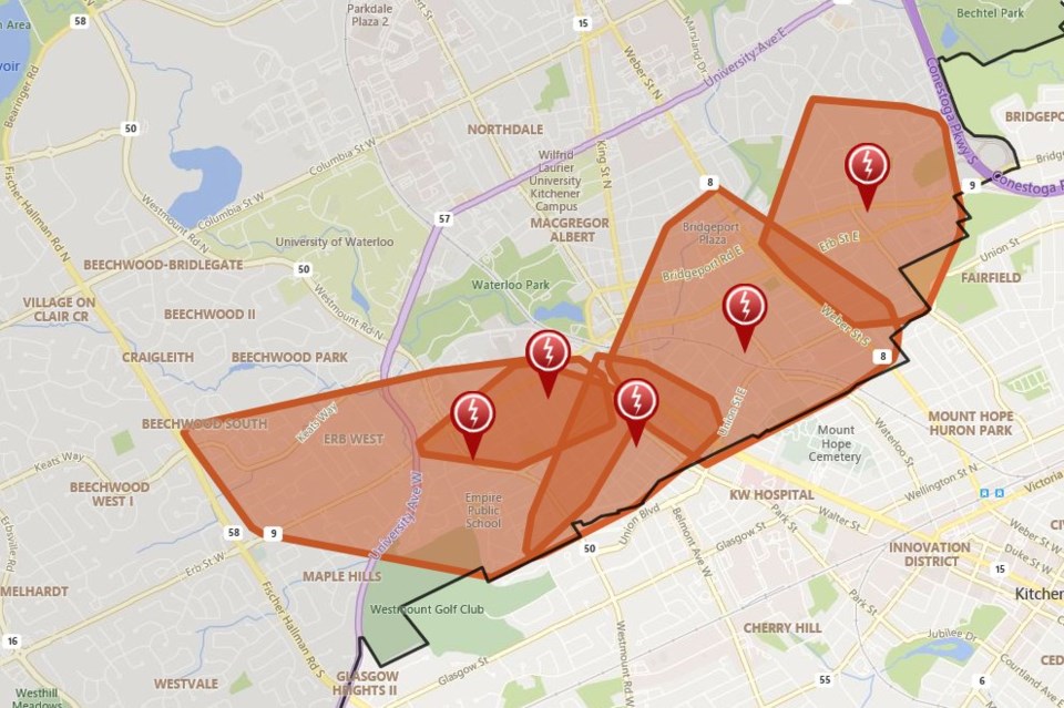 Over 4,700 residents without power in Waterloo (update