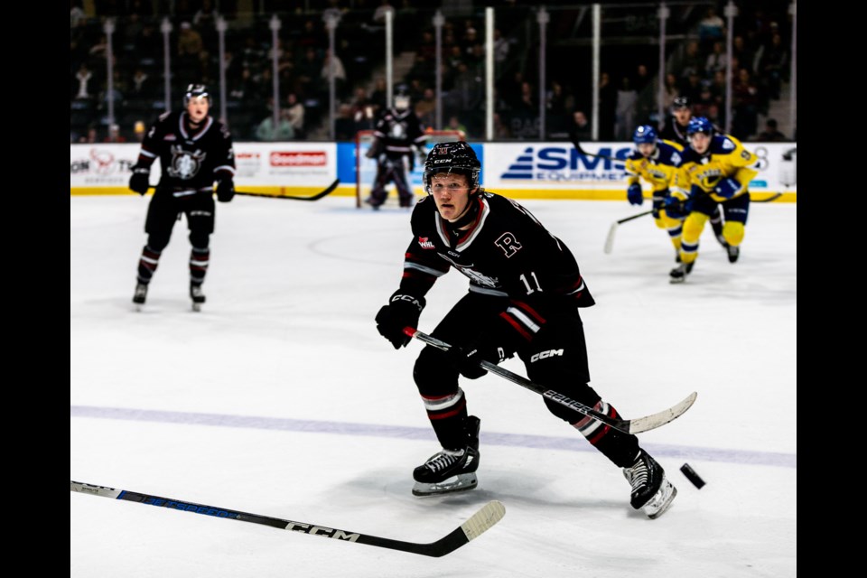 Jaxon Fuder, who grew up in Cold Lake playing minor hockey, is currently a left wing for the Red Deer Rebels. Photo by Taylor Lachance Red Deer Rebels.