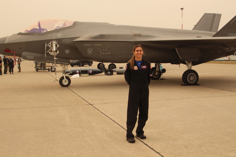 Cpt. Melanie Klusner, (MACH) the F-35A demonstration team pilot and commander from Memphis, Tennessee, shared her excitement about the event.  