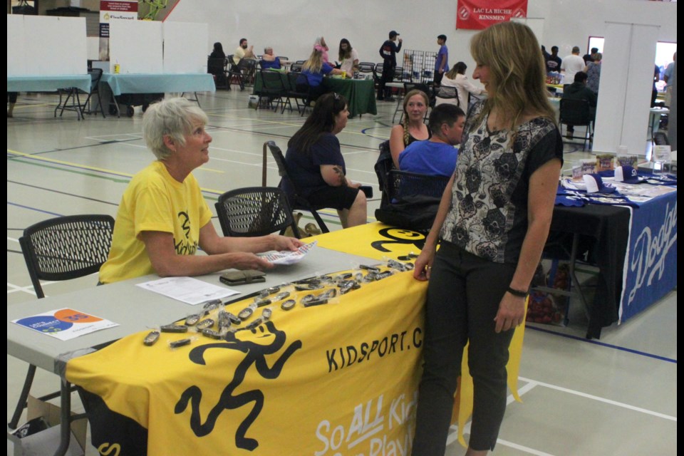 The Lac La Biche chapter of Kidsport was represented by Bev Moghrabi at the 2024 Let's Connect community information fair. Chris McGarry photo. 