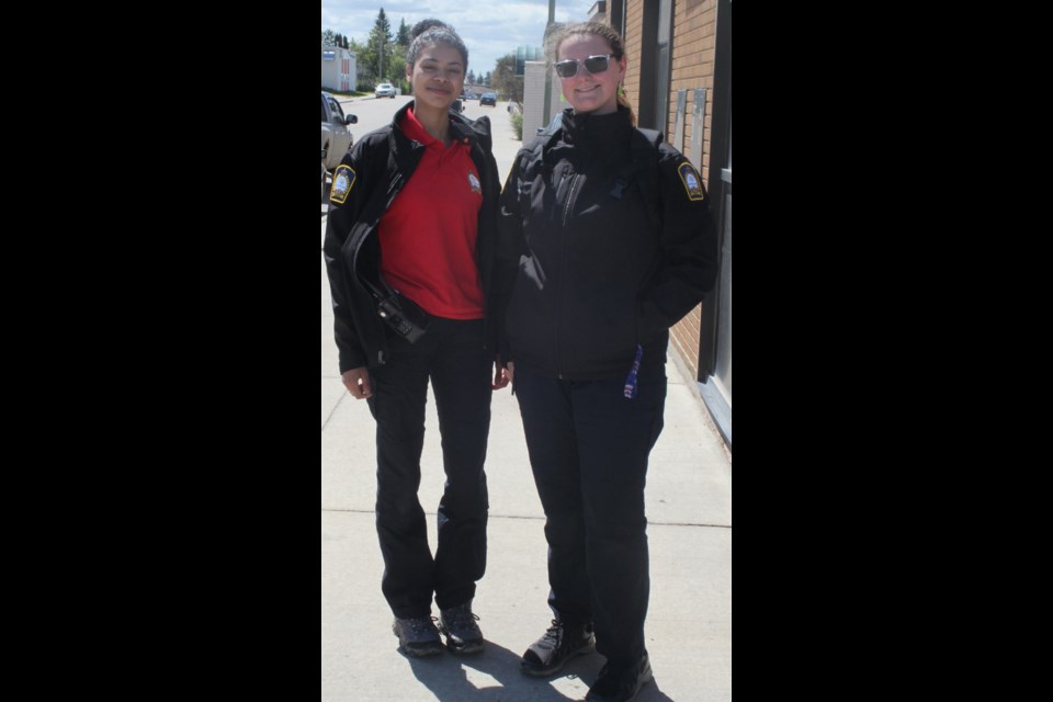 Nidaar Teng-Yang has been a Community Street Ambassador for the past three years, while Cadence Kruk in patrolling the streets of Lac La Biche for the first time this summer. Chris McGarry photo. 