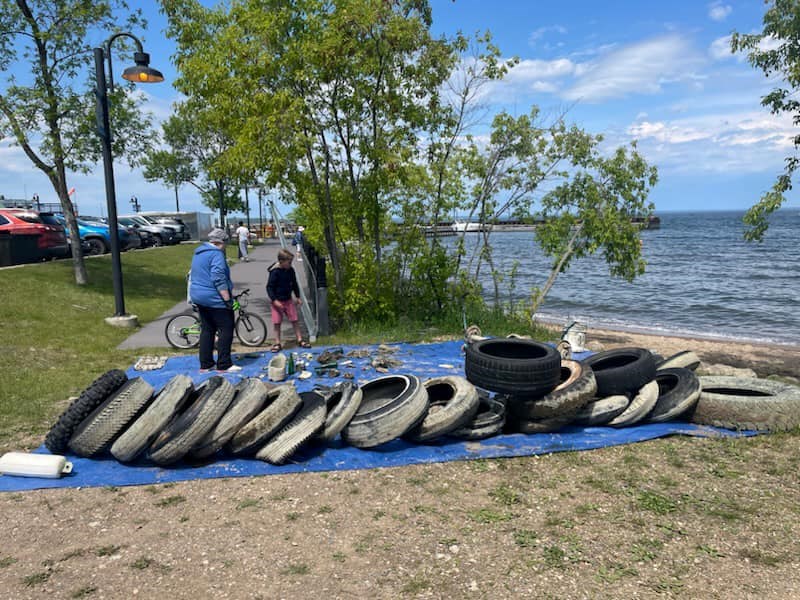 Numerous tires dating back to the 1950s from various machines were found at the bottom of the Cold lake Marina.

Photo courtesy of Stuart Dunnill