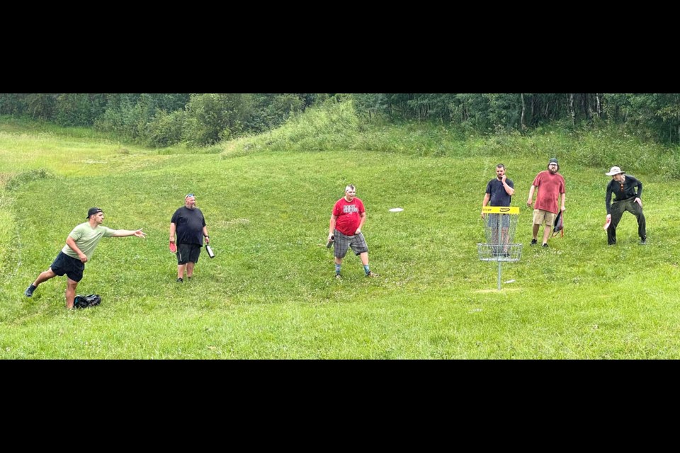 Participants compete in the Creature From Lac La Biche disc golf tournament, which took place at the Alexander Hamilton Park disc golf course on Saturday, July 13. Photo supplied. 