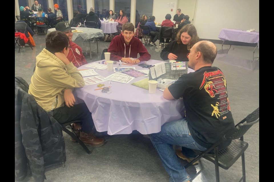 Participants in the Lac La Biche County Teen Chillzone program playing Dungeons and Dragons during a recent game night at McArthur Place in Lac La Biche. / Photo supplied. 