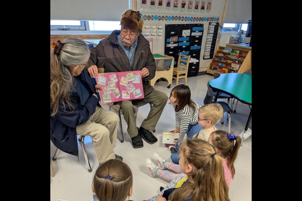 Family Literacy Week events that took place at several schools within Northern Lights Public Schools (NLPS) division included special guests who read to students. NLPS photo. 