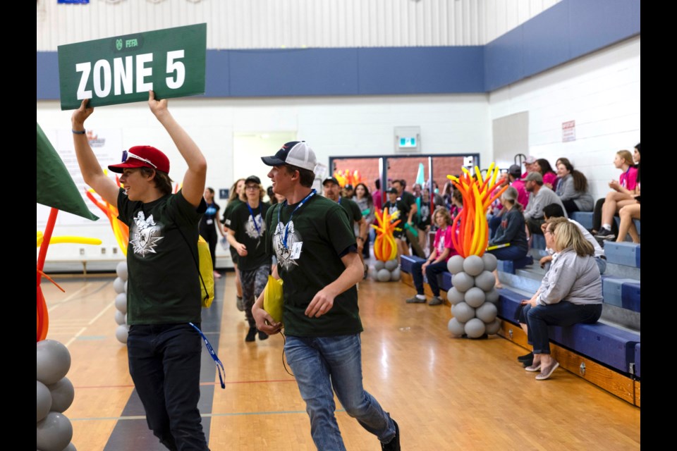 Athletes from Zone 5, which includes Lac La Biche, Plamondon, St. Paul, and other communities in the Lakeland region, during the 2023 Alberta Francophone Games, which were held in Sylvan Lake. Submitted photo. 