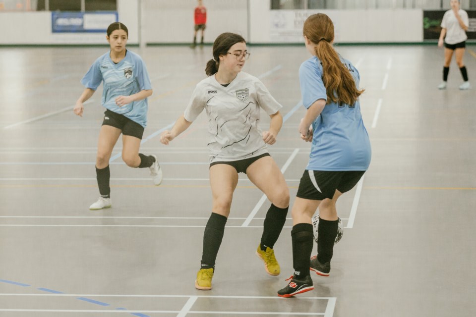 League games between boys’ and girls’ soccer teams took place in Cold Lake over the Jan. 11 and 12 weekend. The season will continue as more league games and tournaments take place until mid-March. Pictured are teams from Bonnyville, Cold Lake and St. Paul. 