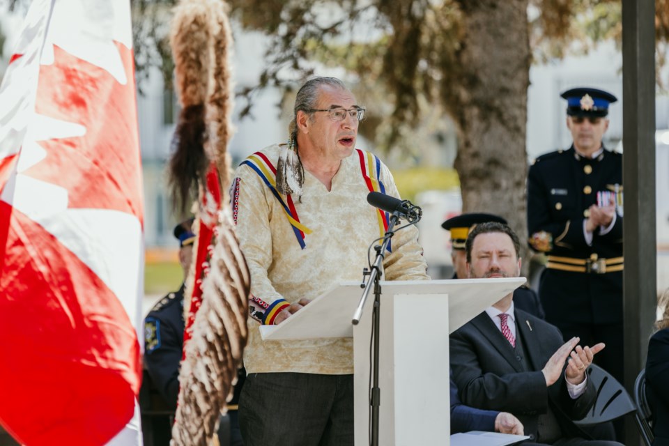 Justice Ivan Ladouceur speaks on June 21 at the St. Paul Courthouse.