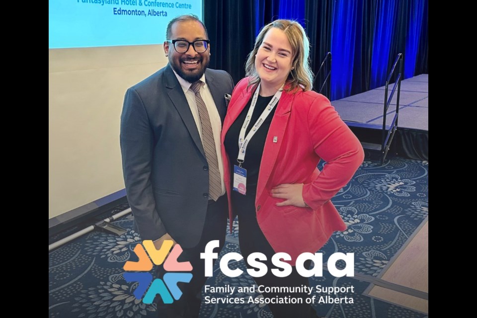 Former FCSSAA President Murtaza Jamaly and new FCSSAA President Kayla Blanchette are pictured. / Photo courtesy FCSSAA