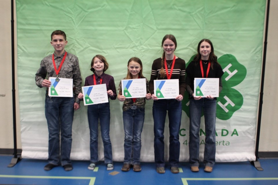 Bonnyville 4-H District Communications winners: Eugene Lord, Charlotte Lord, Ollie Schoch, Lily Brundige, and Shelby Dutertre.