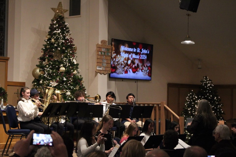 Dr. Brosseau Grade 7 and 8 band students shared their set of Christmas songs with the crowd at St. Johns United Church during their A Night of Music event.