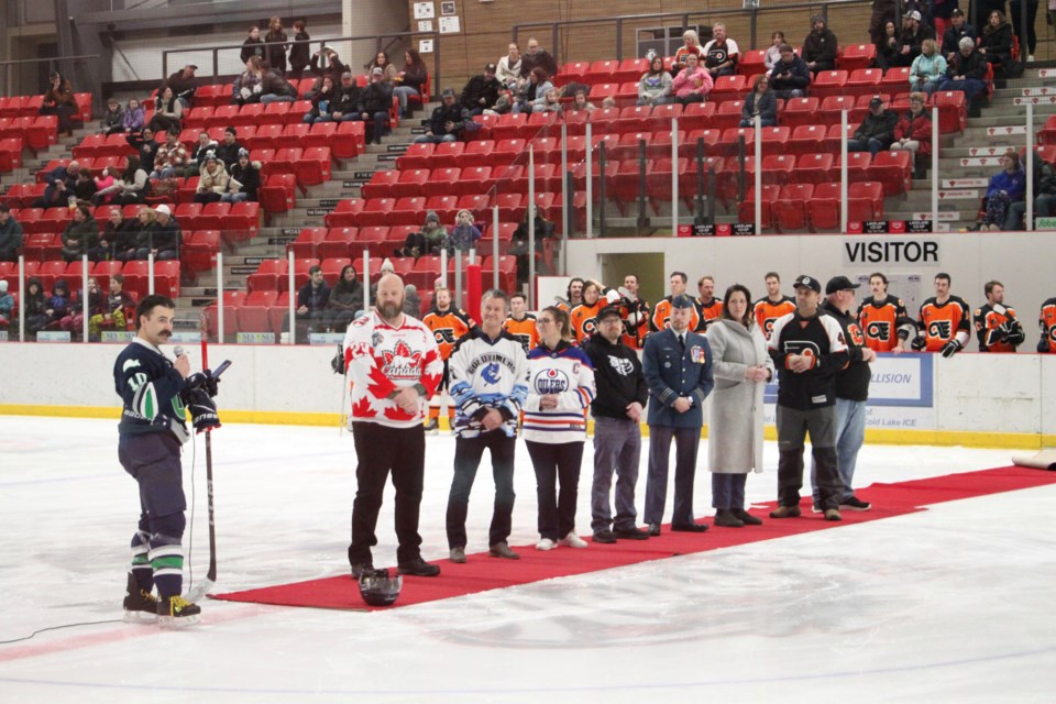 During the Whalers Charity Classic hockey game, Kyle McGauley gave a heartfelt speech about the joy hockey brought to him and his late father while his father battled cancer.