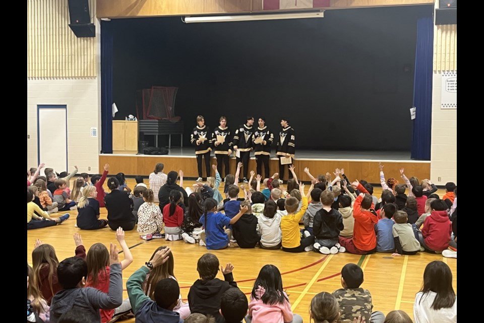 The Bonnyville Pontiacs attended school assemblies and visited classrooms to spread anti-bullying awarness.