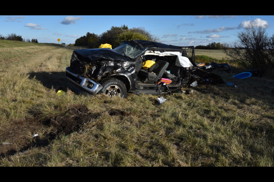 RCMP released several photos of the aftermath of a serious collision that occurred in the afternoon of Oct. 3 on Highway 28 near Range Road 94, which sent four people to hospital.