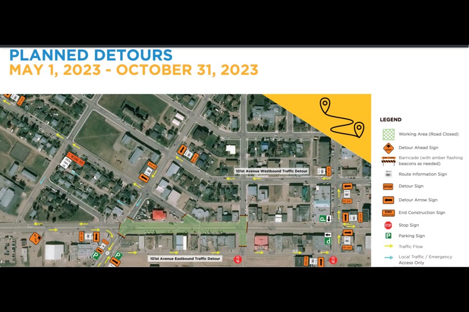 Signs and detour arrows attempt to offer residents a map around and through the upcoming construction zone.