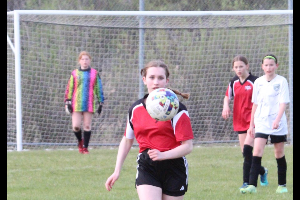 A Strikers' mid-fielder keeps her eye on the ball as she runs up the field during a recent game between Vermilion and Bonnyville. Hundreds of players from teams across the Lakeland are expected to be playing at the Phoenix FC tournament in Sherwood Park over the May 24 weekend.