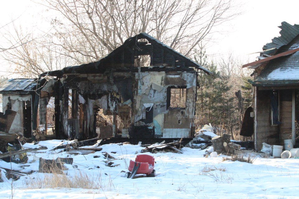 Little is left of a home on the property located just north of the Lac La Biche UFA on Highway 36.      Image Rob McKinley