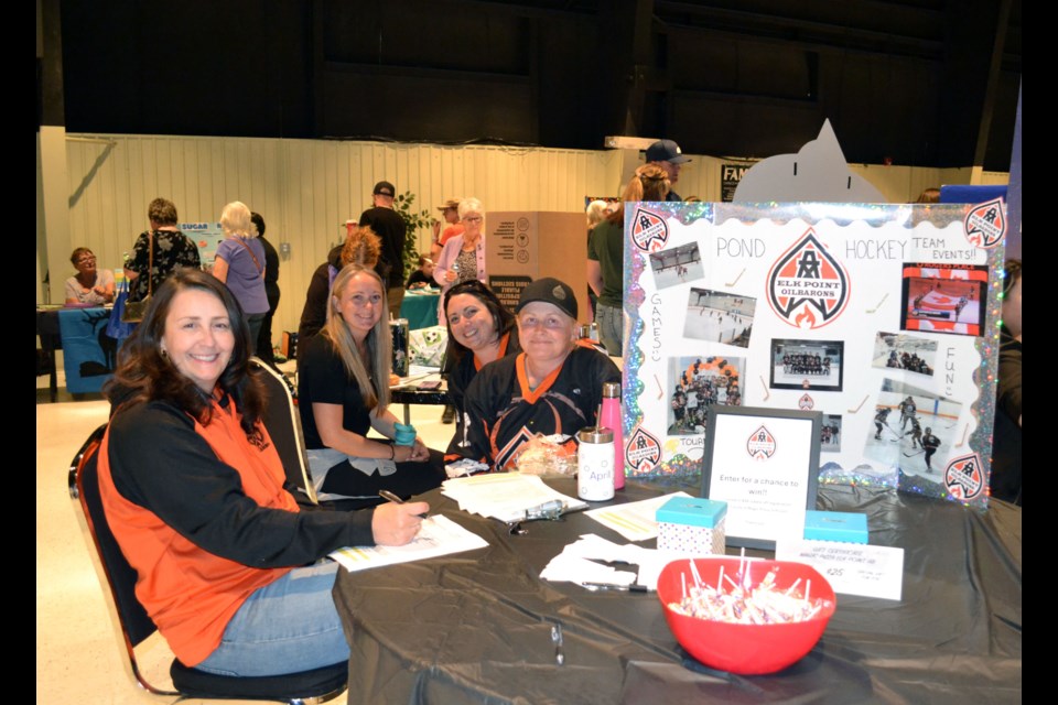 Pond hockey parents April Gardner, Kristin Blacklock, Brenda Killam and Constance Vipond were all set to encourage new additions to the team when they took part in the Community Awareness event on Wednesday.