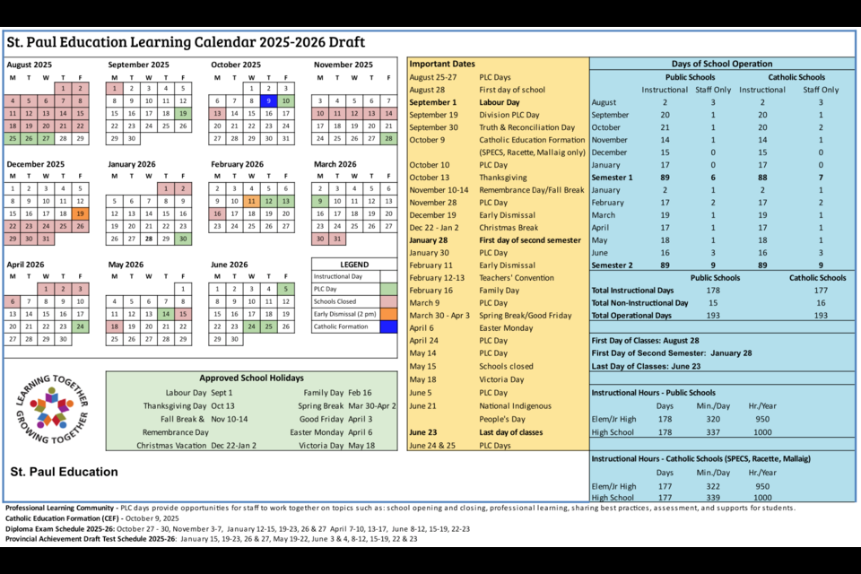 Full break draft calendar.