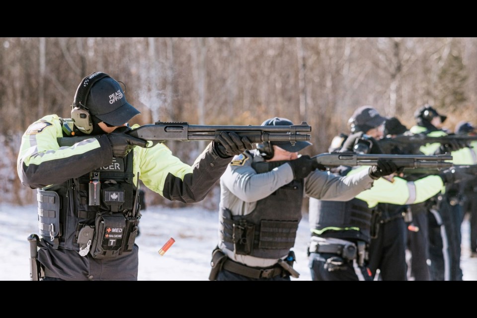 Community peace officer recruits going through firearms training. Photo supplied. 