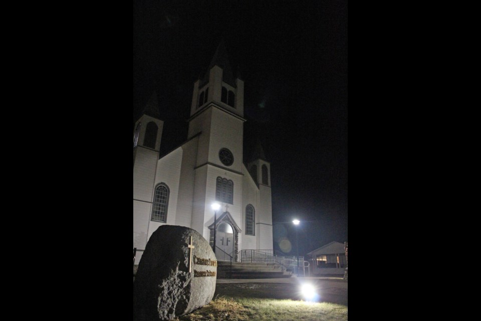 The St. Isidor Catholic Church is an eye-catcher on the Plamondon main street.