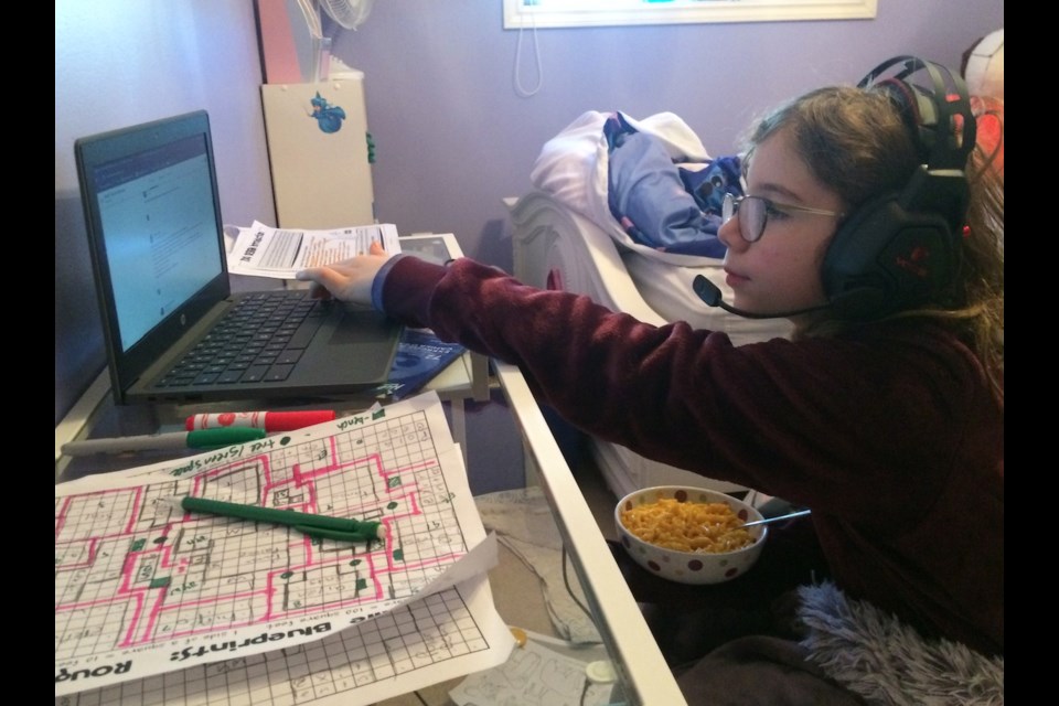  A bowl of KD in her lap for lunch, headphones on and a virtual classroom from the comfort of her bedroom, — this Lac La Biche Grade 4 student and others like her,  may be back in conventional classrooms next week.
