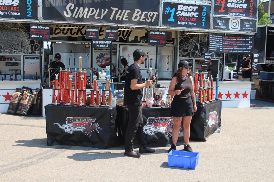 Visitors are invited to savor a variety of rib sauces at the Ribfest held outside of the Cold Lake Energy Centre on July 5, showcasing flavors from different vendors.