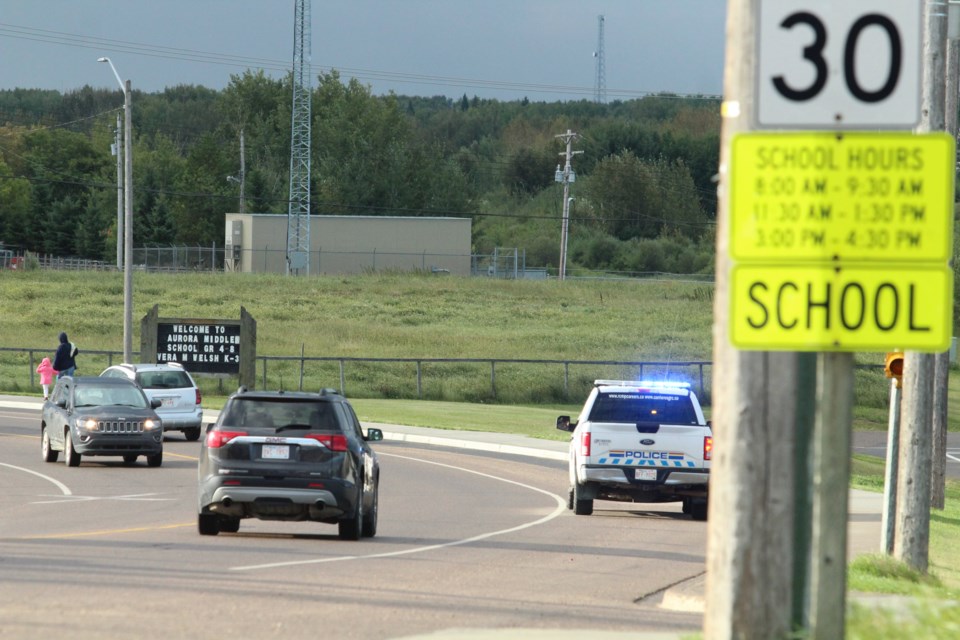 A reminder to slow down in school zones.    Image Rob McKinley