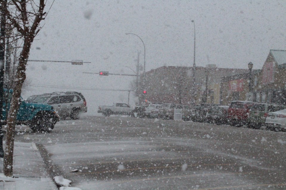 Even local driving was a challenge for visibility during Sunday afternoon’s latest snowfall on the first official day of Spring.