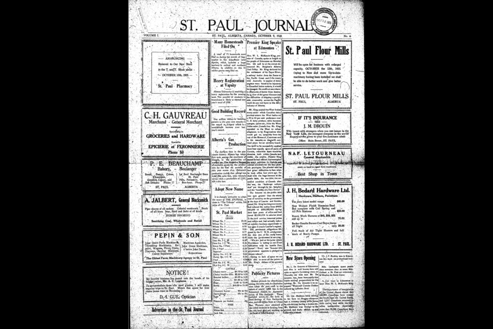 One of the earliest editions of the St. Paul Journal in the historical archives is from Oct. 9, 1925.