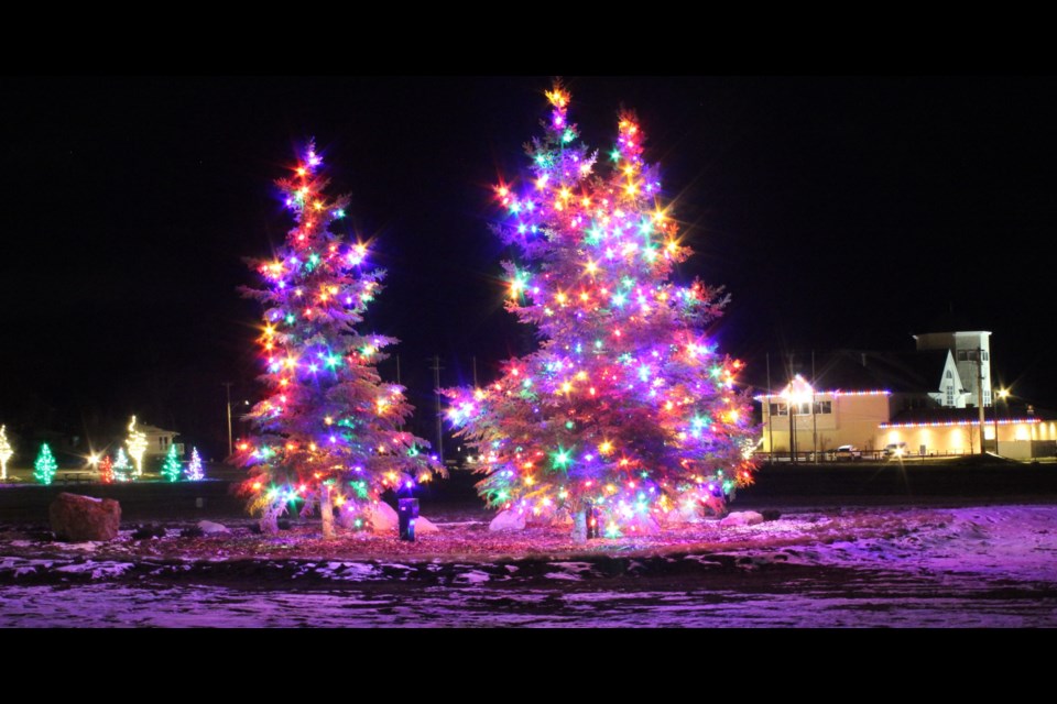 Three larger spruce trees make up the centre-piece of the festive lighting in Lac La Biche's McArthur Park. The trees are part of a $10 million re-vamp to the downtown park.