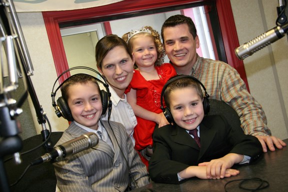 The Johnson family takes a time out from recording for a group photo. Back row from left to right: Sandie, Jubilee and Ben. Front row: Matthias and Micah.