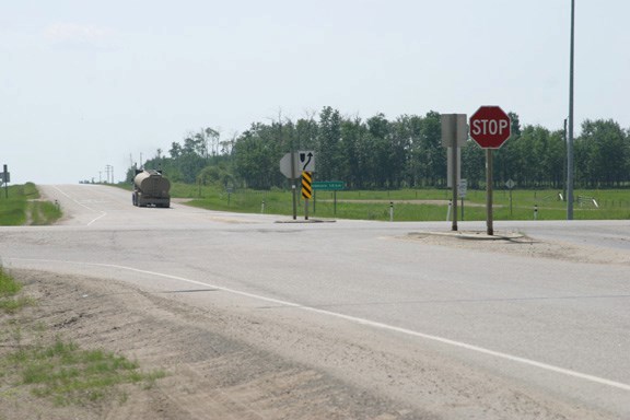 The site where a traffic circle will be built at Highways 55 and 892, north of Ardmore.