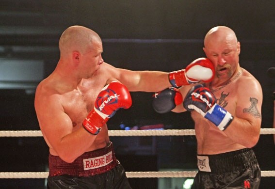 Rob Nichols connects with Frank White&#8217;s jaw during a 10-round rematch at the Cold Lake Energy Centre on June 4.