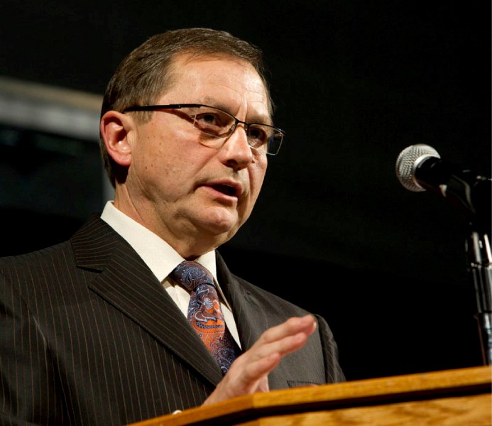 Premier Ed Stelmach addresses a crowd gathered at a January conference on the oilsands. Stelmach