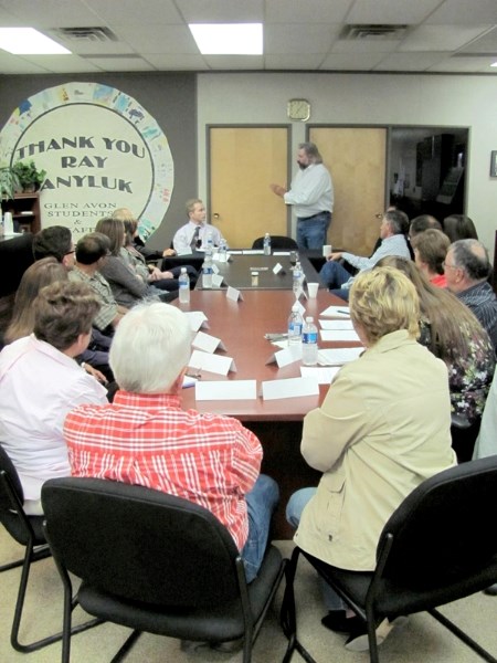 County and Town of St. Paul representatives met with health and community leaders to draft a list of services to consider for the Wellness Centre. MLA Ray Danyluk addresses