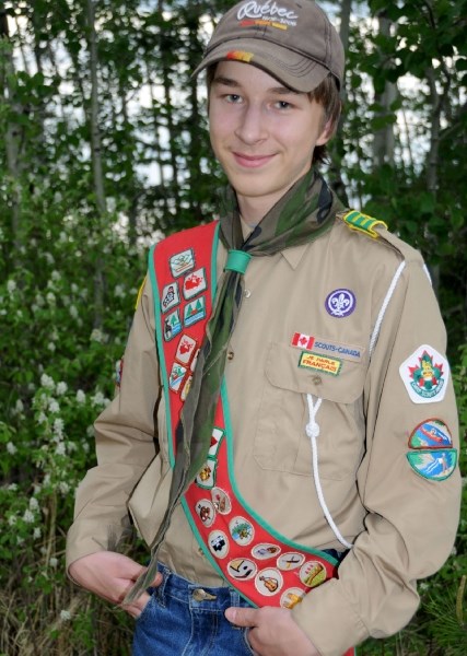 Jonathan Schaub in uniform. Jonathan is heading to Sweden to be a part of the 22nd World Scout Jamboree.