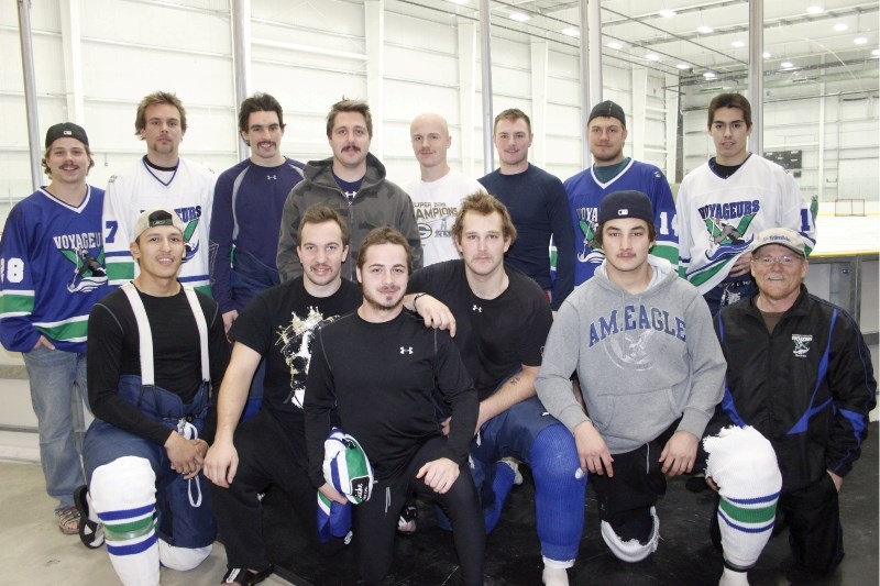 The Portage College Voyageurs sporting their Movember &#8216;staches last month.