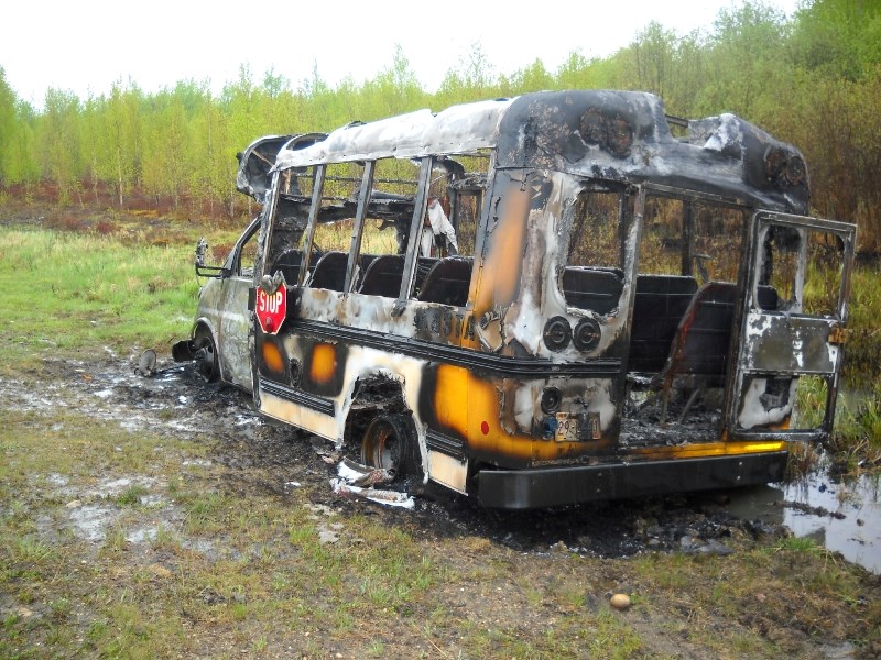 RCMP found the Head Start bus in the Goodfish Lake area last Wednesday, totally gutted by fire.