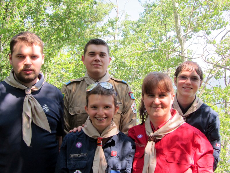 1st Lac La Biche Venturers are headed to Europe to visit military cemeteries. Back, from left: Peter Lloyd, Colby Peters, Scott Lloyd. Front, from left: Jessie Dayton,