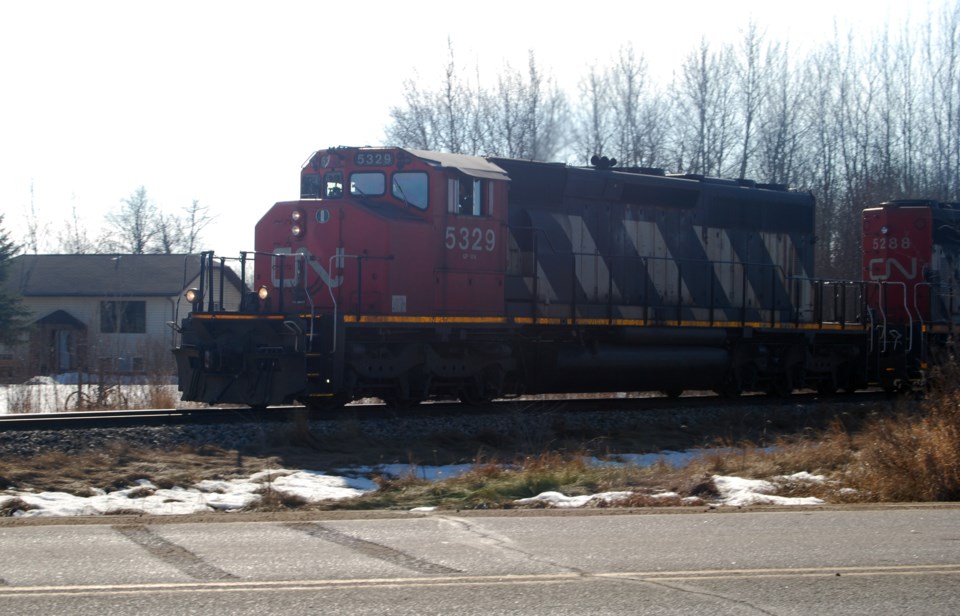 A freight train passes through Lac La Biche County on the way north to the Fort McMurray area.