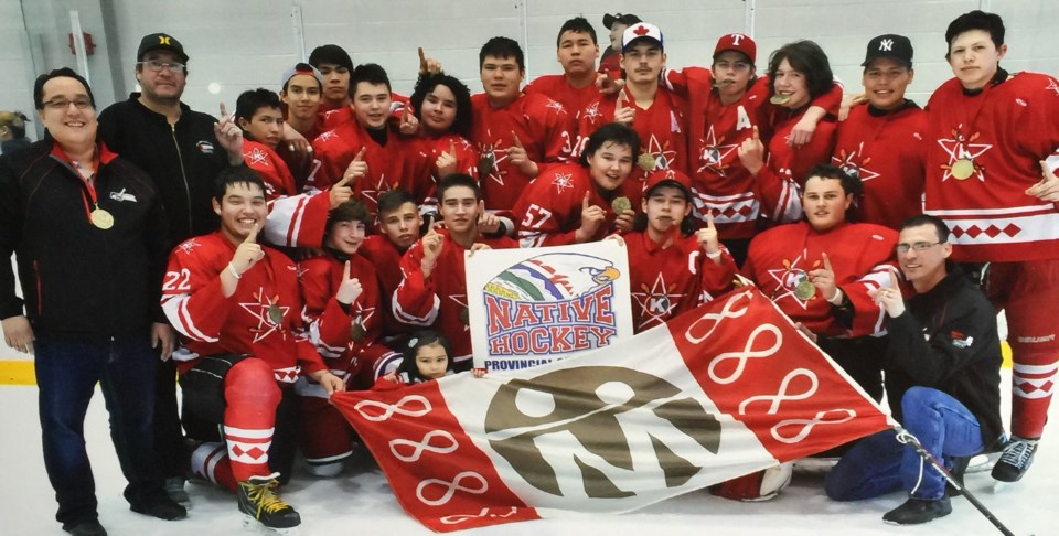 The Red Army celebrates its provincial title in Edmonton after a 13-2 victory over Siksika in the championship game.