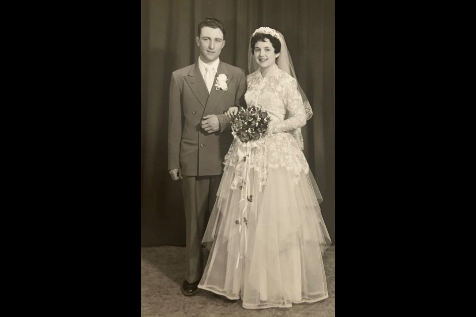 John and Raymonde Tesolin of Lac La Biche on their wedding day in 1954. Photo supplied. 